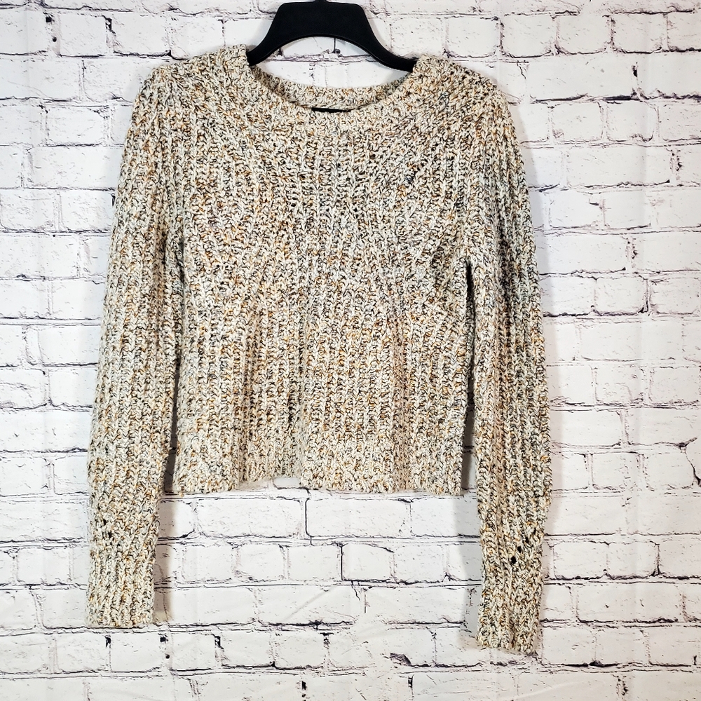 Banana Republic Chunky Pointelle Knit Cotton Wool Cashmere Blend Sweater Size XS
